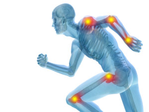 Running figure with joints highlighted